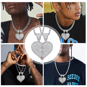 Collar con Colgante de Corazón Roto Personalizado Huiyue, Estilo Hip Hop Rap, para Hombre - Product Image 4