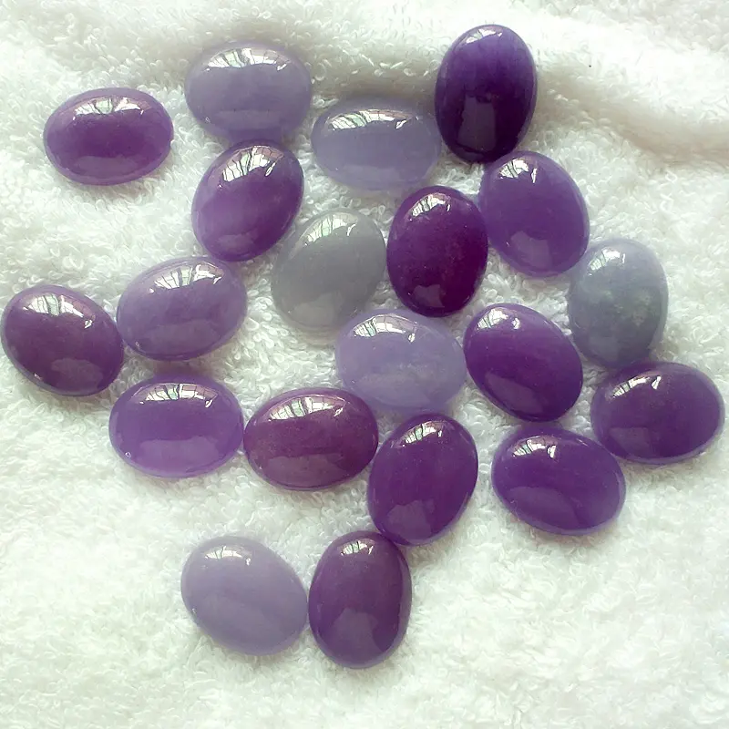 Pierre de jade teint violet clair, 15x20mm, perles amples, ovales