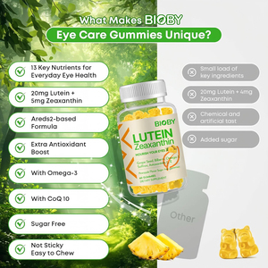 Bioby OEM Gommose per Bambini con Luteina, Zeaxantina, Vitamina E, Mirtillo, Astaxantina e Ananas, Senza Zucchero, 60 Pezzi, per la Salute degli Occhi - Product Image 4