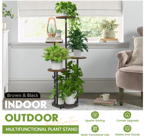 Étagère en bois de support de plante en métal à 5 niveaux d'intérieur moderne de haute qualité pour Pot de fleur d'angle pour salon balcon chambre utilisation de jardin - Product Image 5