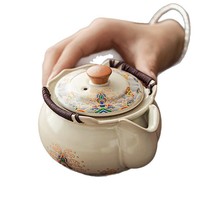 Service à thé Kung Fu en céramique Ru, théière et bol à thé anti-brûlure, design rétro de luxe léger, pour une personne, pour la maison