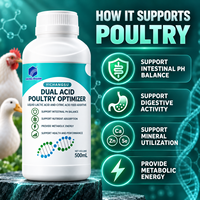 Additif alimentaire liquide à base d'acide lactique et d'acide citrique pour poulets de chair et poules pondeuses