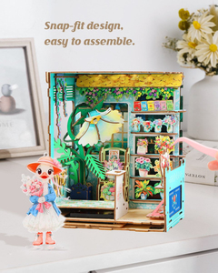 Ducky's Flower Shop Book Nook Kit 3D Wooden Puzzle with <b>LED</b> <b>Light</b> DIY Miniature Bookend for Home Decor Gifts - Product Image 4