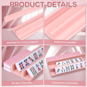 Pink Plastic Mahjong Rack with Magnetic Attachment Smooth Pusher Durable Classic Game Accessory - Product Image 1