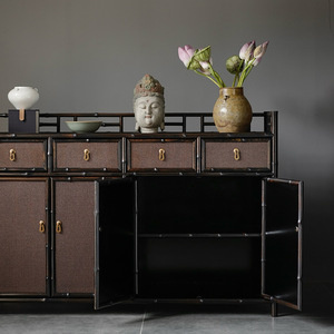 Purple Bamboo Tea Cabinet Four Section <b>Storage</b> <b>Sideboard</b> For Living Room And Dining Space - Product Image 3