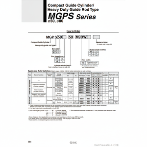 Série MGPS80-100 de vérins de guidage compacts SMC Pneumatics - Product Image 1