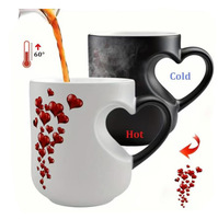 Tasse Magique en Céramique Thermosensible en Forme de Cœur, Changeant de Couleur, Résistante aux Hautes Températures, Compatible Micro-ondes – Bestseller Transfrontalier