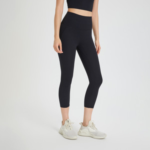 Women High Waist Capri Length Yoga Leggings No Camel Toe Tummy Control <b>Peach</b> Butt Lift Soft Stretch Pilates Gym Workout Pants - Product Image 1