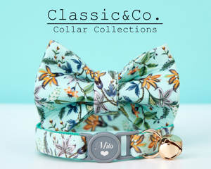 Breakaway coloré Floral personnalisé chat collier noeud papillon laisse ensemble, personnalisé gravé chaton nom boucle de sécurité, or gratuit - Product Image 2