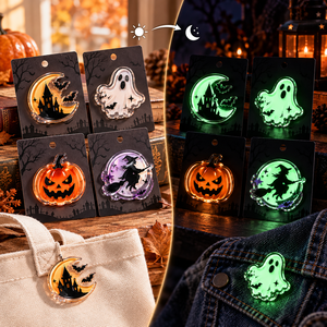 Broche personnalisée en acrylique phosphorescente pour Halloween, thème fantôme, citrouille, château, sorcière, transparente, OEM ODM - Product Image 2