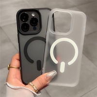 Coque de téléphone à charge sans fil pour iPhone 11 12 13 14 15 16 Pro Max Plus, transparente mate, avec protection magnétique