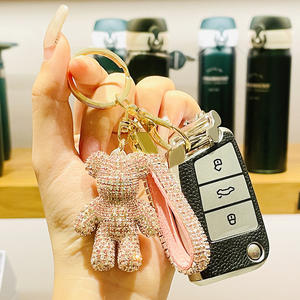 Nouveau porte-clés ours mignon, accessoires pour femmes et hommes, kawaii, porte-clés de voiture, portefeuille, strass personnalisés, bling, cadeau promotionnel, alliage - Product Image 3