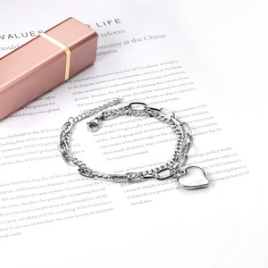 Heart Fashion Minimalist <b>Bracelet</b> Stainless Steel 18k <b>Metal</b> Unisex Gift Jewelry - Product Image 4