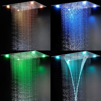 Panneau de douche de bain 600*800mm Pluie, Brume, Cascade, Rideau d'eau Fonction multiple Robinet de douche de bain LED