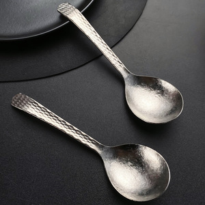 Cuchara de titanio puro con textura martillada, cabeza grande, ligera, ecológica, para hotel, hogar, camping al aire libre - Product Image 4