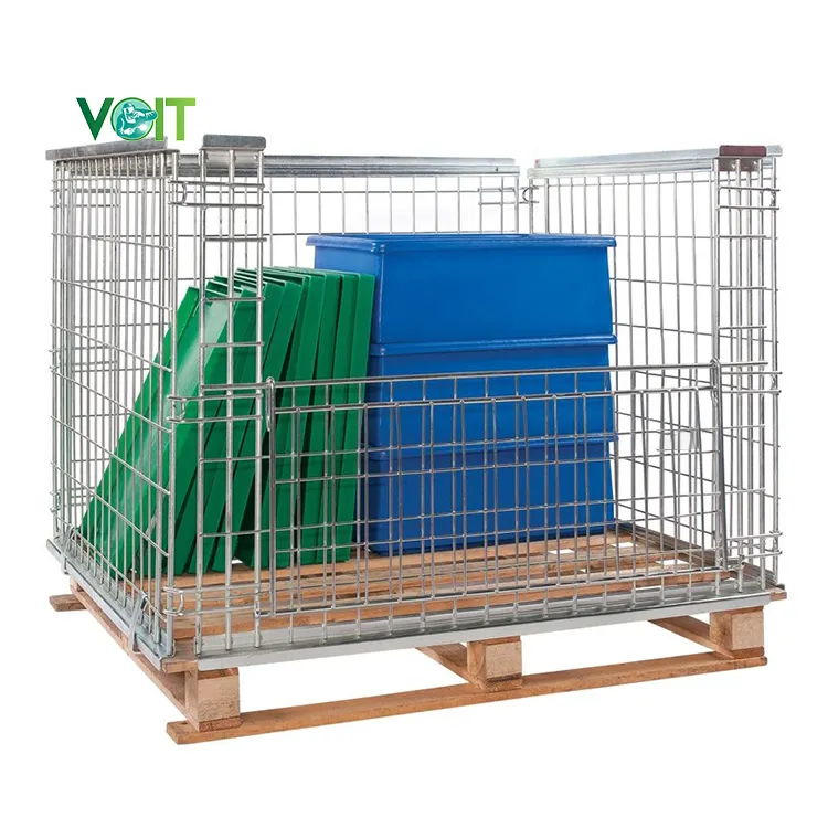 Stackable metal welded wire steel storage mesh cage