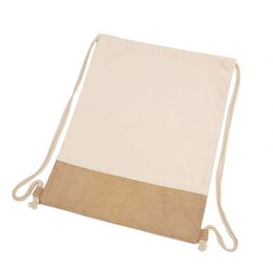 Sac à dos personnalisé avec cordon de serrage et base en jute naturelle pour le shopping et la plage, fond en jute réutilisable, sac à dos léger de haute qualité - Product Image 2