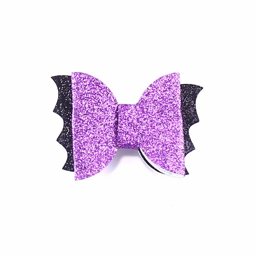 Purple Bow Hair Clips for Girls Shiny Glitter Princess Hair Decoration Accessories