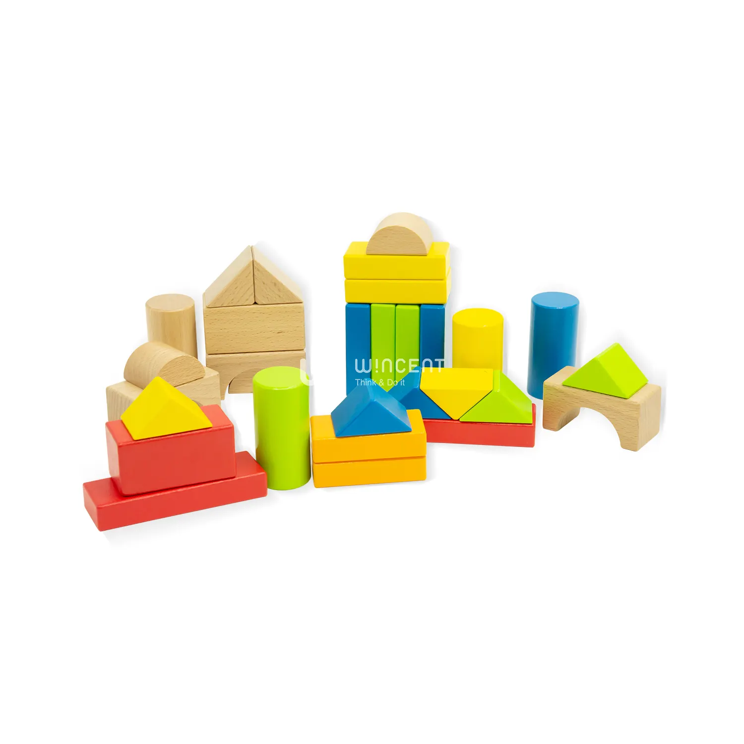 FSC Manufacturer Solid color and shape wood blocks stem early education montessori wooden puzzles kids learning toys educational