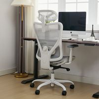 Chaises de bureau ergonomiques Chaises de bureau à dossier haut Chaise d'ordinateur en maille respirante avec appui-tête réglable et accoudoir 3D Noir