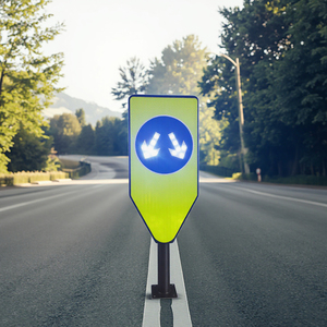 Panneaux d'orientation de voie à LED à énergie solaire Indicateurs de trafic avec flèches gauche et droite en aluminium Panneaux d'avertissement pour l'itinéraire routier - Product Image 1