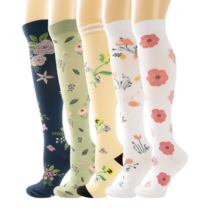 Chaussettes de compression graduée à motifs tendance, imprimées sur mesure, originales, hauteur genou, 20-30 mmHg, pour femmes et hommes, usage quotidien - Product Image 1