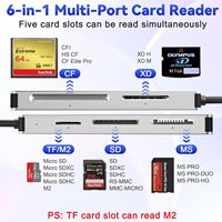 Lector de tarjetas múltiples USB 3,0 externo 6 en 1 compatible con velocidad de 5Gbps con adaptador Memory Stick Pro Duo que lee 5 tarjetas simultáneamente