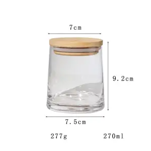 Individuell schillernde 270 ml leere luxuriöse Glaskerzengläser für Kerzen-Wandbehälter mit Holzdeckel