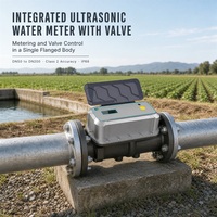 Compteur d'eau ultrasonique intégré avec vanne, protection IP68, alimenté par énergie solaire pour l'irrigation et la surveillance des eaux souterraines