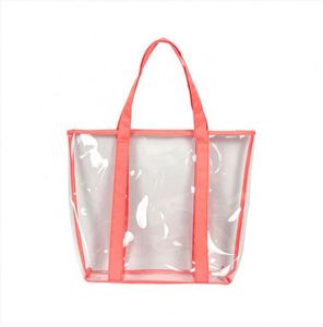 Wholesale Eco-Friendly Superior Quality PVC Clear <b>Transparent</b> Tote Shopping <b>Bags</b> Waterproof with Custom Printed Logo - Product Image 4