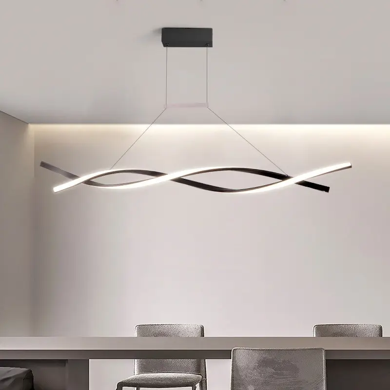 Preço de fábrica Oem Odm Alumínio Decorativo Preto Linear Luz Pingentes Moderno Candelabro Lâmpada Pingente Para Sala De Jantar