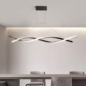 Factory Price Oem Odm Aluminum Decorative Black Linear Light Pendants Modern Chandelier Lamp Pendant For Dining Room