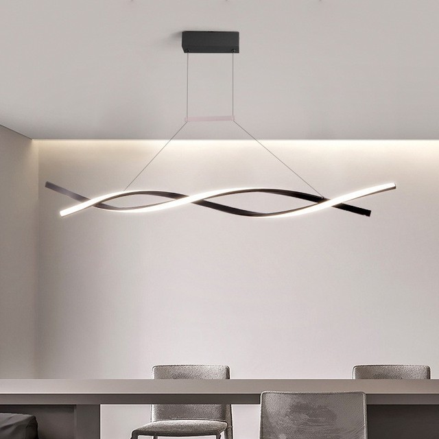 Factory Price Oem Odm Aluminum Decorative Black Linear Light Pendants Modern Chandelier Lamp Pendant for Dining Room