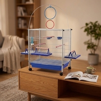 Kit de cage à oiseaux de bureau avec dessus ouvert arqué, balançoire suspendue, planches d'activités latérales et bouteille d'eau pour les canaris et les perruches