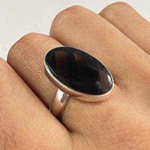 Natural Midnight <b>Obsidian</b> Silver Ring <b>Obsidian</b> Gemstone Oval Shape Midnight <b>Obsidian</b> Jewelry for Women Everyday Day - Product Image 2