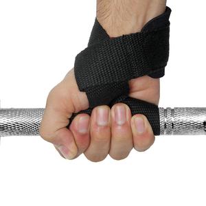 RXN Sports Logotipo personalizado Black Power Cotton & Nylon Lifting Muñequeras para entrenamiento de fuerza Deadlift - Product Image 1