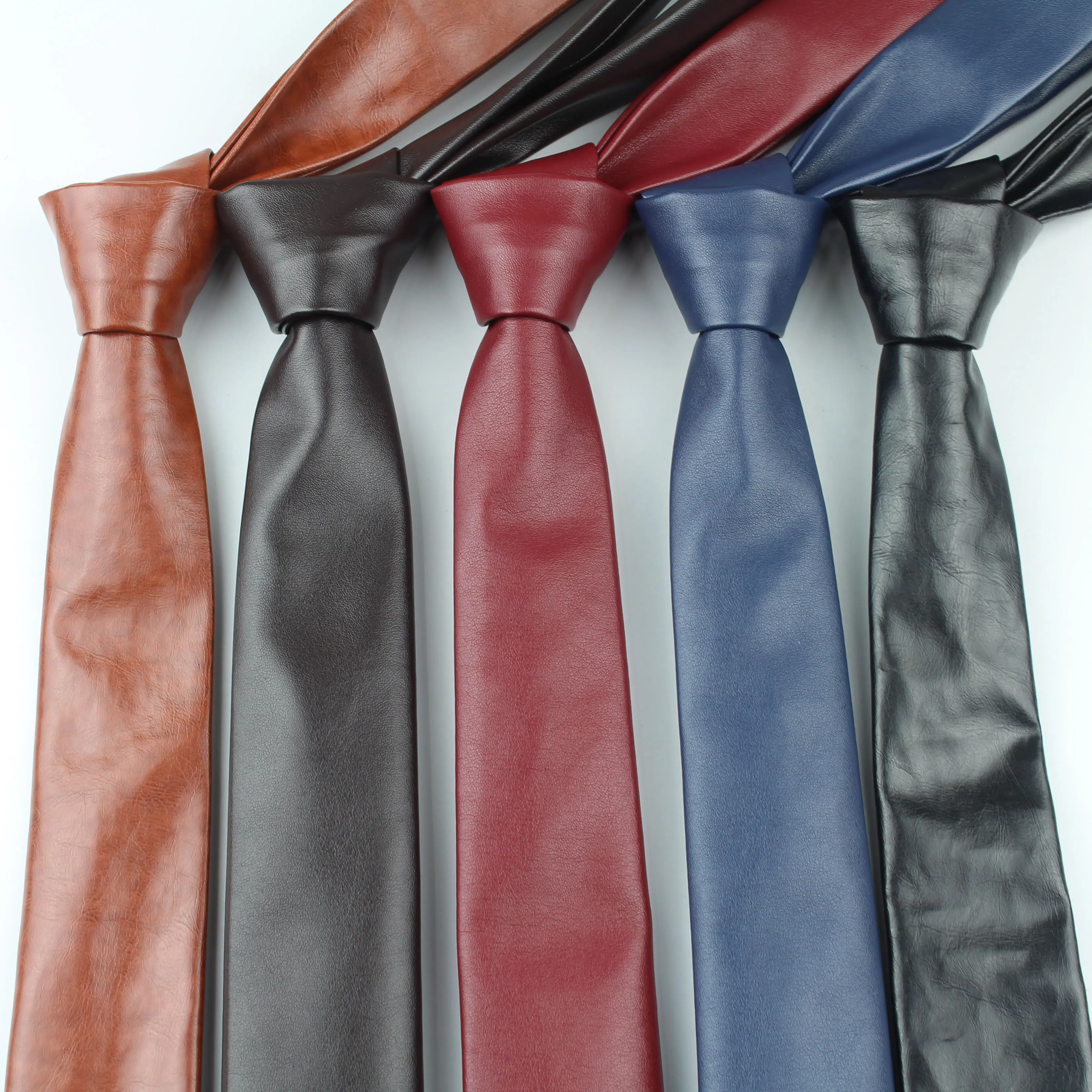 Cravate en Patchwork en cuir Pu pour hommes et femmes, nouvelle mode, rouge, or et bleu, Cravate pour adulte, fête de mariage, collection
