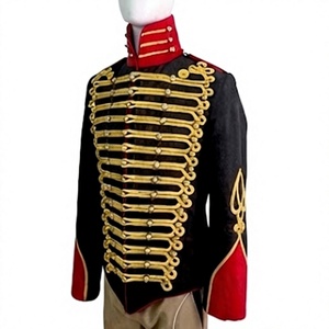 <b>Men</b> Hussar <b>Jacket</b> Stand Collar Button Front Long Sleeve Uniform Historic Costume Spring <b>Summer</b> - Product Image 3