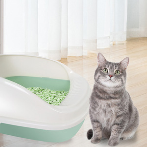 Cat Litter <b>Box</b> Semi Enclosed Rectangle PVC Material For Cats Pet Toilet <b>Large</b> Size - Product Image 2