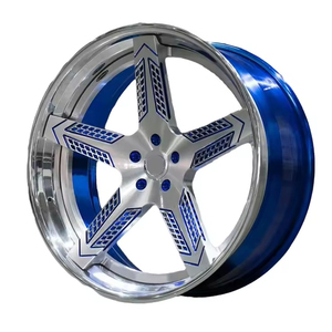 Jantes forgées bicolores bleu brossé à 5 branches, concaves profondes, 18, 20, 22, 24 pouces, en alliage d'aluminium 6061 T6, pour BMW E30, Audi A4 B8 - Product Image 2