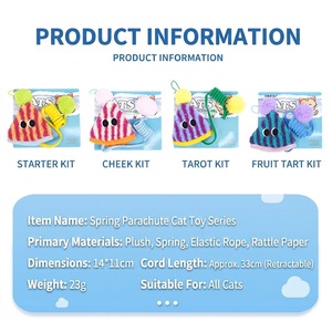 Jouet pour <span class=keywords><strong>chat</strong></span> à suspendre à la porte, balle en peluche rétractable à ressort avec papier froissé, jouet interactif pour chaton à cordes élastiques pour jeu autonome - Product Image 2
