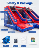 Structure gonflable commerciale avec toboggan et parcours d'obstacles, centre de jeux pour enfants, pour parcs d'attractions intérieurs et extérieurs