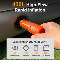 Pompe à air gonflable portable haut de gamme en plastique pour camping extérieur, débit d'air 240L/min, alimentée par batterie, pour matelas gonflable et bouée de natation