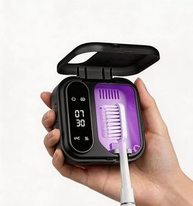 Customized travel portable mini 650mah battery powered <b>wall</b>-mounted <b>led</b> <b>clock</b> display toothbrush sanitizers with heating - Product Image 4