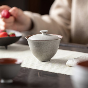 Guanlan Coarse Pottery Gaiwan Gray Glaze With Lid For Kung Fu <b>Tea</b> <b>Set</b> - Product Image 1