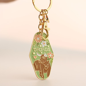 Hot bán sản phẩm mới mười hai chòm sao motel Bohemian phong cách kim loại cứng men Keychain - Product Image 3