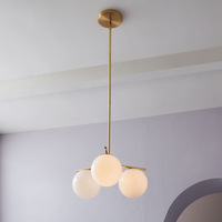 Lampe à haricot magique en verre créatif en cuivre, lumière moléculaire, branche d'arbre, salon/salle à manger, lustre boule ronde de couleur crème
