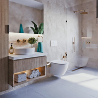 WC suspendu en céramique de style européen, noir mat, toilettes murales et lavabo, lavabo rond de couleur mate pour salle de bain