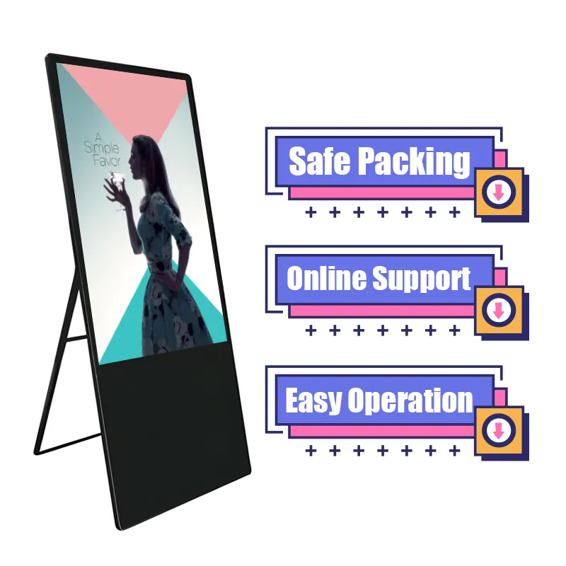 LCD reklam ekranı taşınabilir dijital Poster Android dijital tabela kapalı