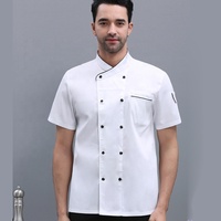 Haut de gamme été Polyester coton français Chef uniforme à manches courtes veste pour hommes femmes pour cuisine utilisation cuisson gâteau décoration
